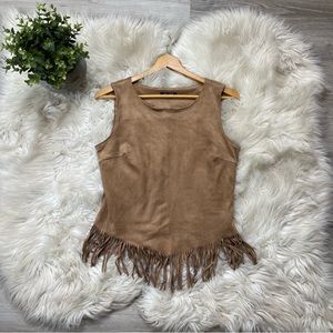 Nic + Zoe Suede Fringe Tassel Coachella Top